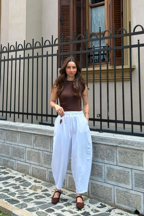 BALLON ONE COLOR WOMAN TROUSERS WHITE-E BARDHE - KLAUDIO FASHION