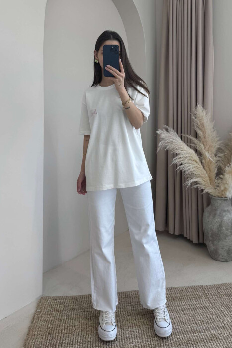 BARBIE WRITTING SIMPLE WOMEN T-SHIRT WHITE-E BARDHE - 4