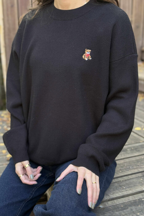 BEAR LOGO ONE COLOR WOMEN SWEATER BLACK/ E ZEZE - 2