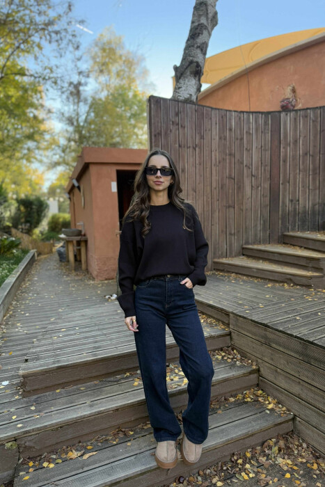 BEAR LOGO ONE COLOR WOMEN SWEATER BLACK/ E ZEZE - 3