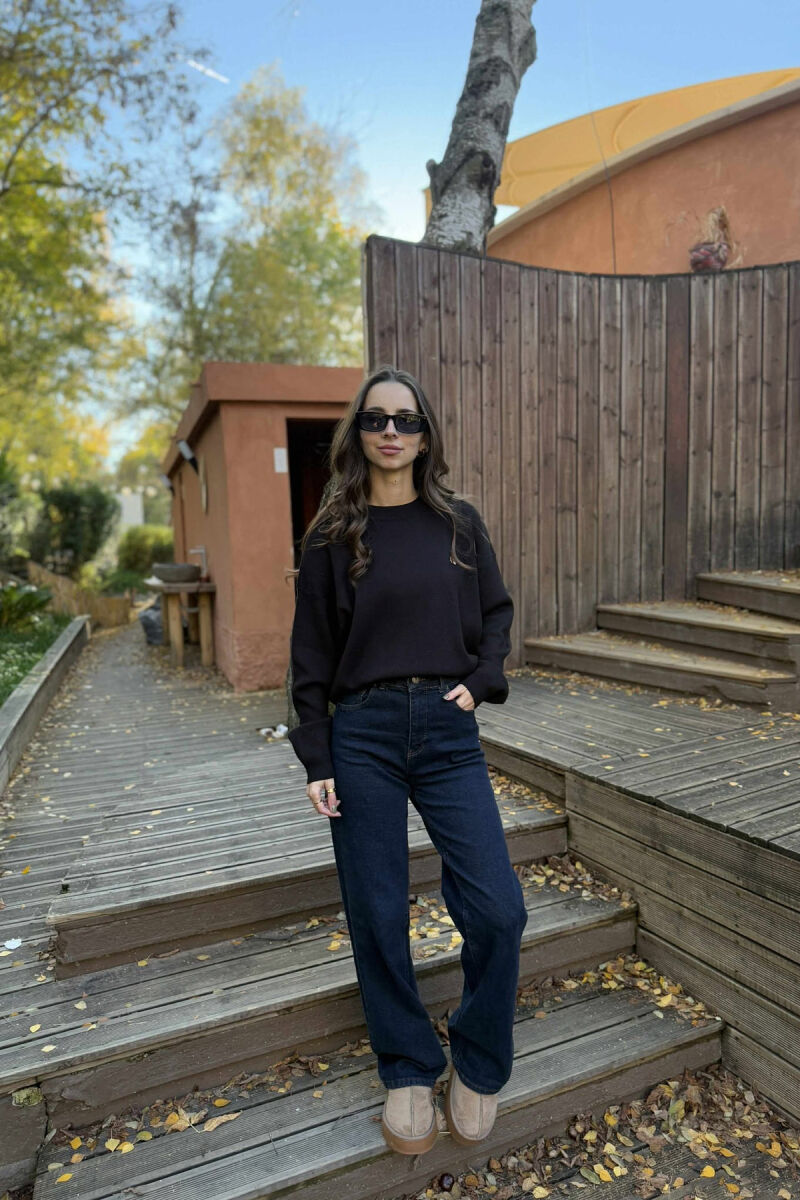 BEAR LOGO ONE COLOR WOMEN SWEATER BLACK/ E ZEZE - 3