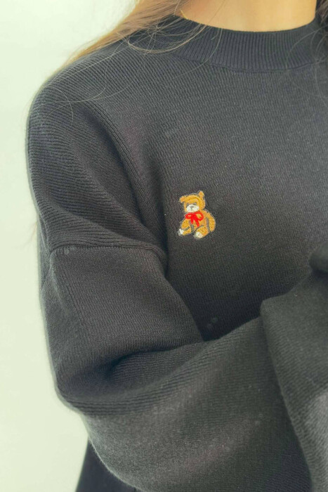 BEAR LOGO ONE COLOR WOMEN SWEATER BLACK/ E ZEZE - 8