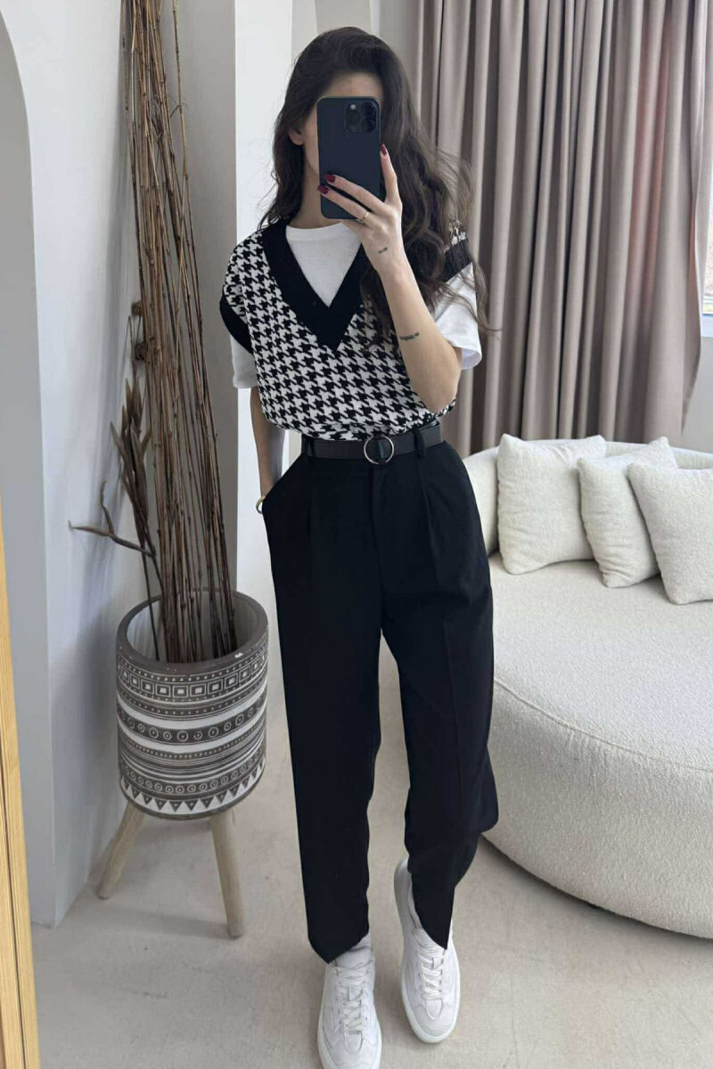 BELT COTTON WOMAN TROUSERS BLACK/ E ZEZE - 1