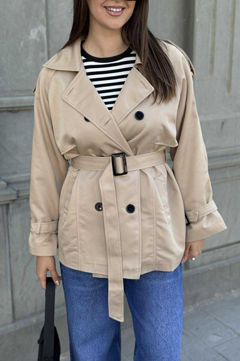 BELT DETAIL BUTTONS ONE COLOR WOMEN JACKET BEIGE/BEZHE - 6