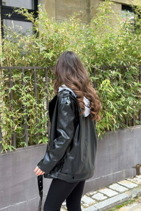 BELT DETAIL LEATHER WOMEN JACKET BLACK/ E ZEZE - 6