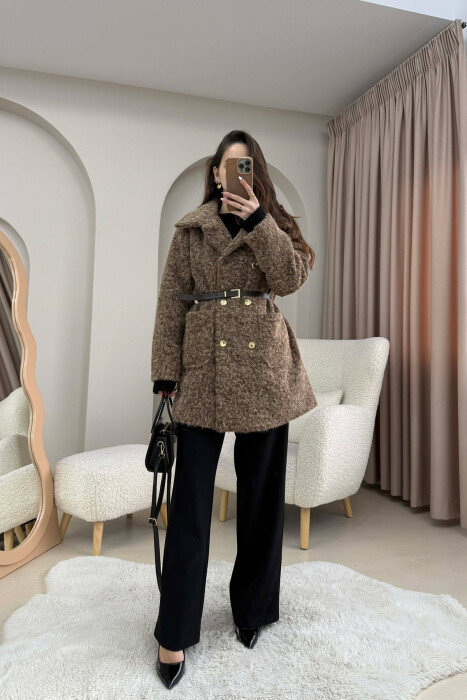 BELT DETAIL MEDIUM WOMAN JACKET BROWN/KAFE - 2