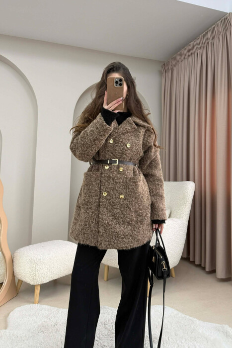 BELT DETAIL MEDIUM WOMAN JACKET BROWN/KAFE - 4