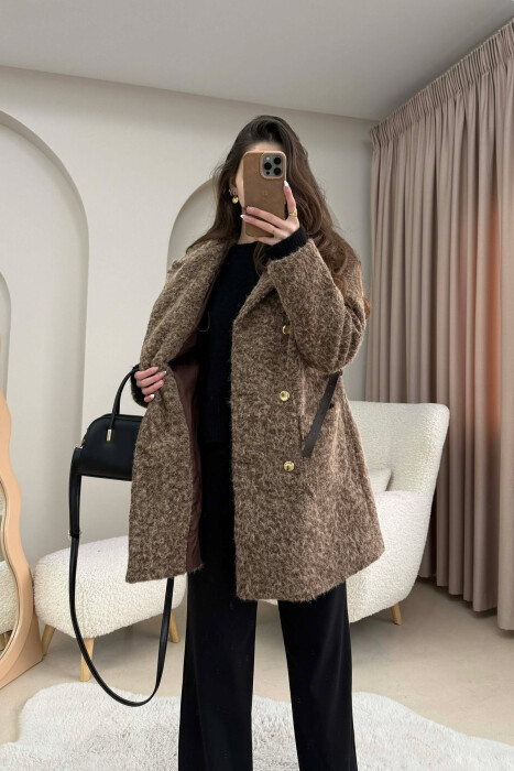 BELT DETAIL MEDIUM WOMAN JACKET BROWN/KAFE - 5