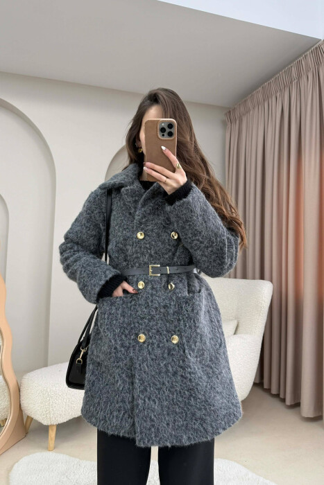 BELT DETAIL MEDIUM WOMAN JACKET GREY/GRI 