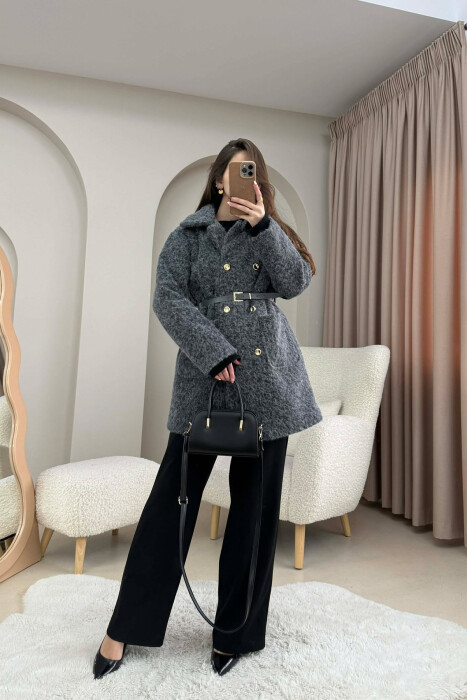 BELT DETAIL MEDIUM WOMAN JACKET GREY/GRI - 2