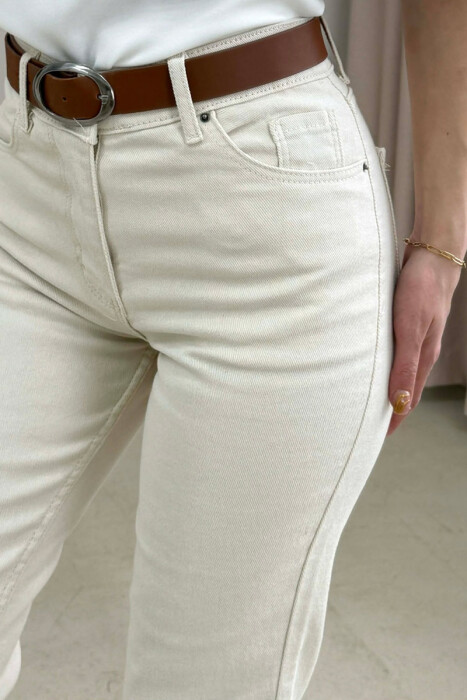 BELT DETAIL ONE COLOR WOMAN JEANS BEIGE/BEZHE - 4