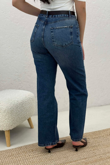 BELT DETAIL ONE COLOR WOMAN JEANS BLUE/BLU - 3