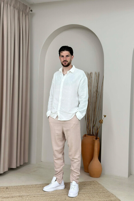 PANTALLONA ME RRIP PER MEHSKUJ NE NGJYRE BEZHE - KLAUDIO FASHION