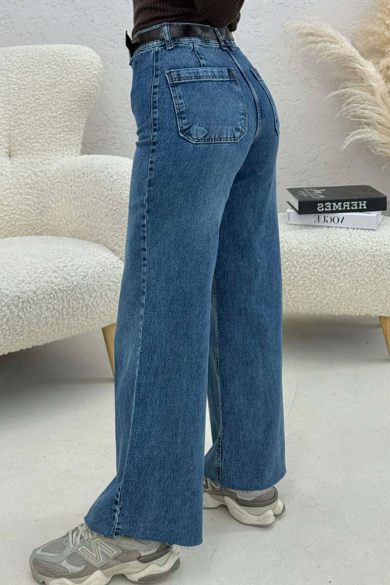 BELT DETAIL SIMPLE WOMEN JEANS BLUE/BLU - 2