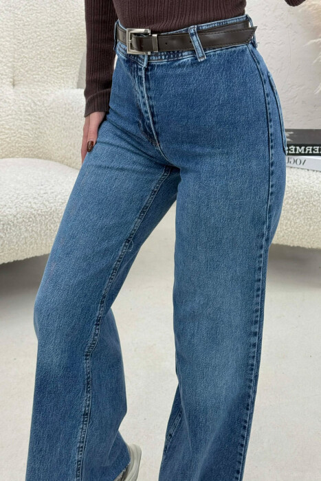 BELT DETAIL SIMPLE WOMEN JEANS BLUE/BLU - 3