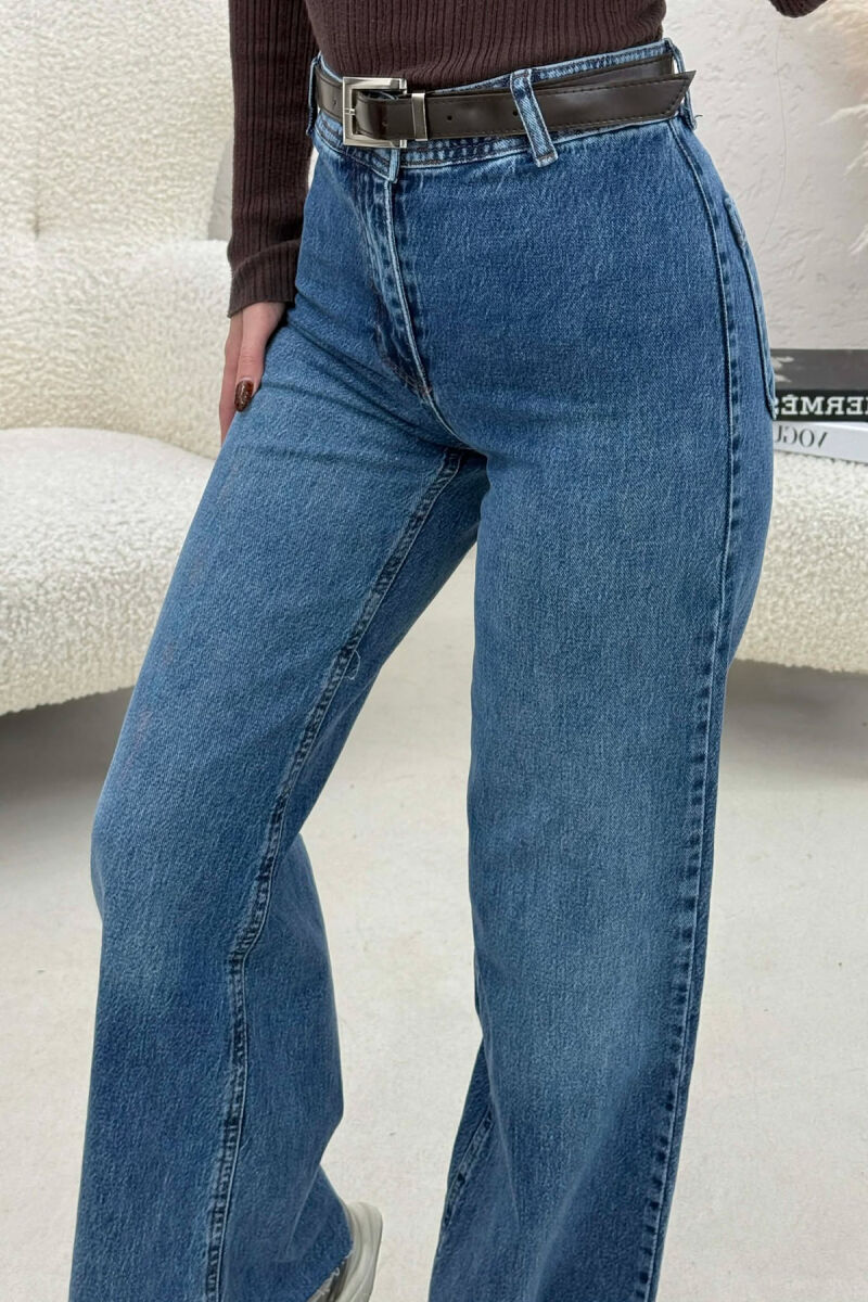 BELT DETAIL SIMPLE WOMEN JEANS BLUE/BLU - 3