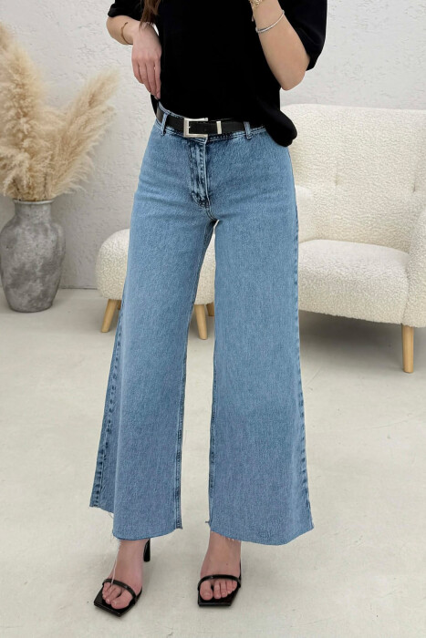 BELT DETAIL SIMPLE WOMEN JEANS LIGHTBLUE/BZ 