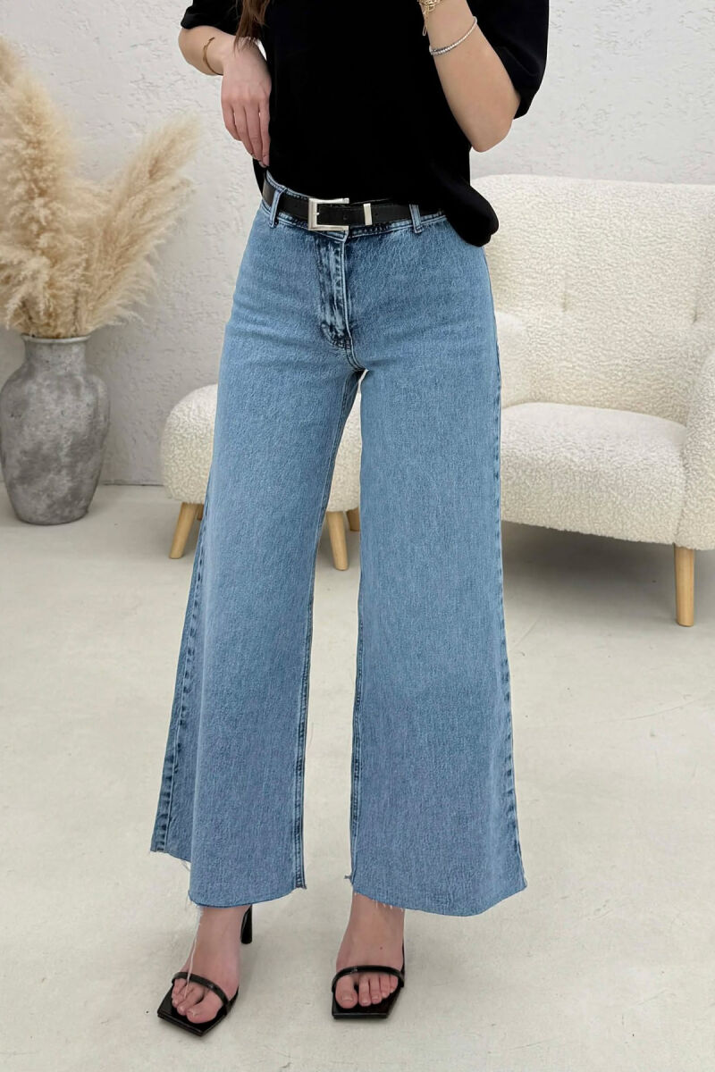 BELT DETAIL SIMPLE WOMEN JEANS LIGHTBLUE/BZ - 1