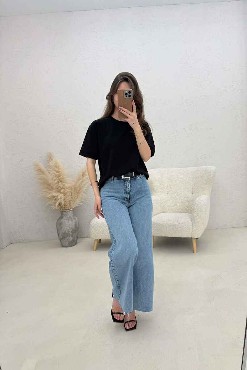 BELT DETAIL SIMPLE WOMEN JEANS LIGHTBLUE/BZ - 2