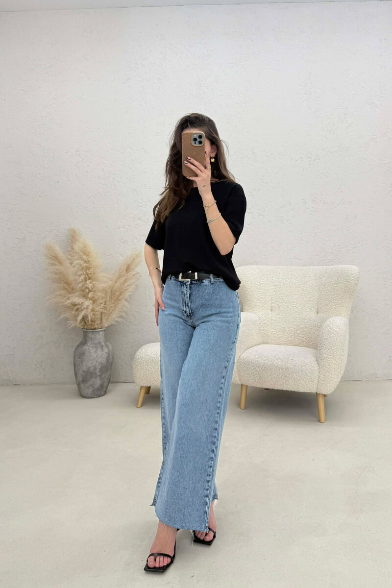 BELT DETAIL SIMPLE WOMEN JEANS LIGHTBLUE/BZ - 3