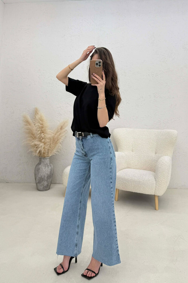 BELT DETAIL SIMPLE WOMEN JEANS LIGHTBLUE/BZ - 4