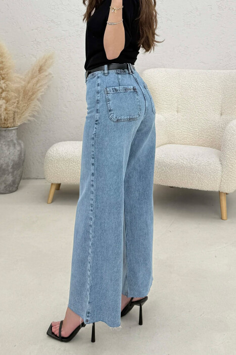 BELT DETAIL SIMPLE WOMEN JEANS LIGHTBLUE/BZ - 5