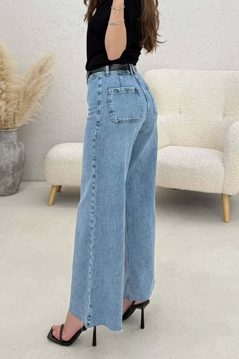 BELT DETAIL SIMPLE WOMEN JEANS LIGHTBLUE/BZ - 5