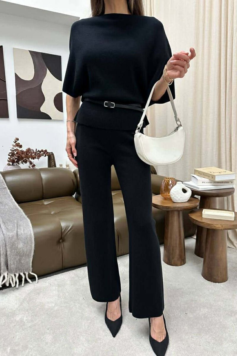 BELT DETAIL SWEATER +TROUSERS WOMAN SET BLACK/ E ZEZE - 2