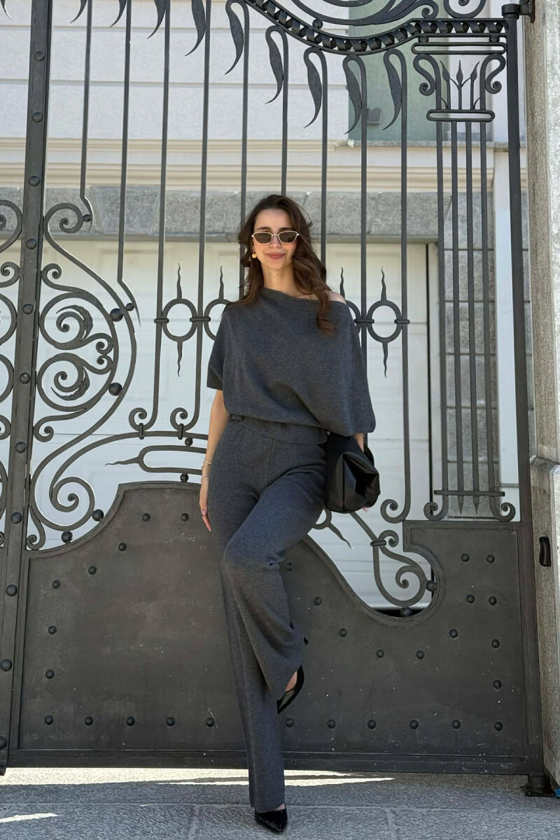 BELT DETAIL SWEATER +TROUSERS WOMAN SET GREY/GRI - 2