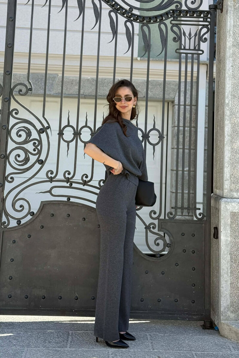 BELT DETAIL SWEATER +TROUSERS WOMAN SET GREY/GRI - 3