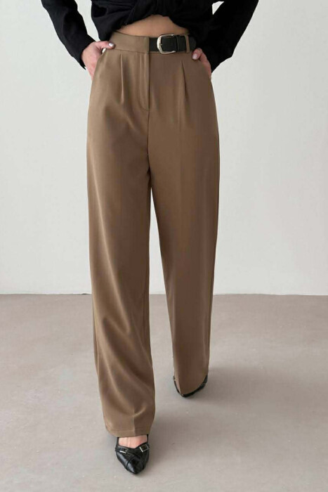 BELT DETAIL WIDE LEG WOMAN TROUSERS BEIGE/BEZHE 