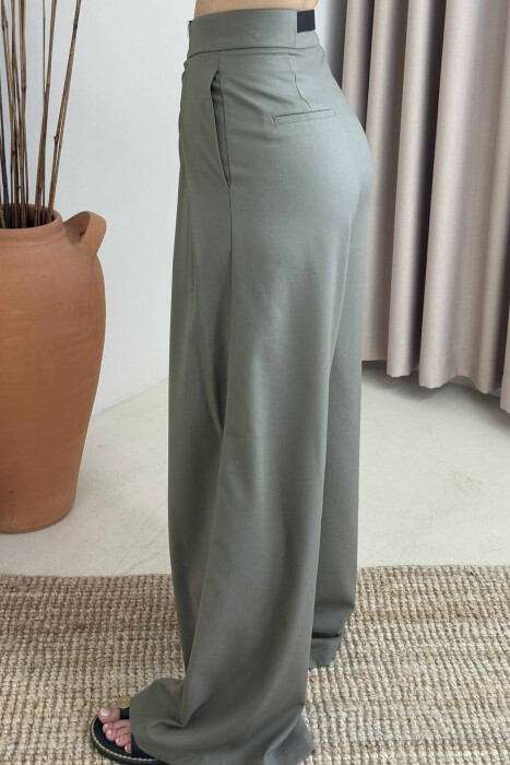 BELT DETAIL WIDE LEG WOMEN TROUSERS OLIVE/ULLI - 6