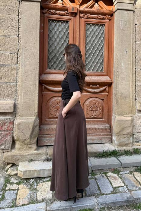 BELT DETAIL WOMAN SKIRT BROWN/KAFE - 4