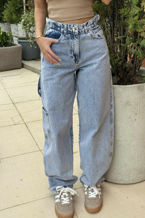 BELT DETAILS BAGGY WOMEN JEANS BEAUBLUE/BBL - 1