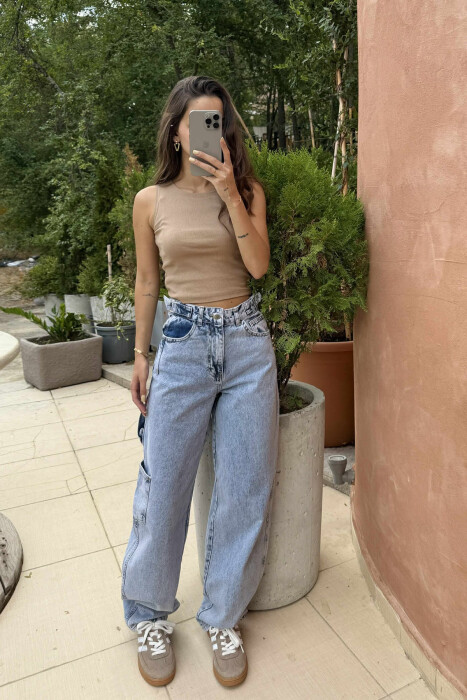 BELT DETAILS BAGGY WOMEN JEANS BEAUBLUE/BBL - 3