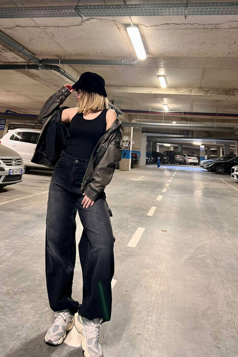 BELTS DETAIL WOMEN JEANS DARK GREY/GEE - 6