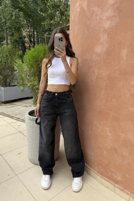 BELTS DETAIL WOMEN JEANS DARK GREY/GEE 