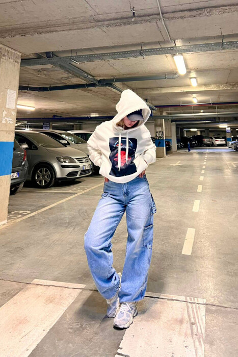 BELT DETAILS BAGGY WOMEN JEANS LIGHTBLUE/BZ - 1