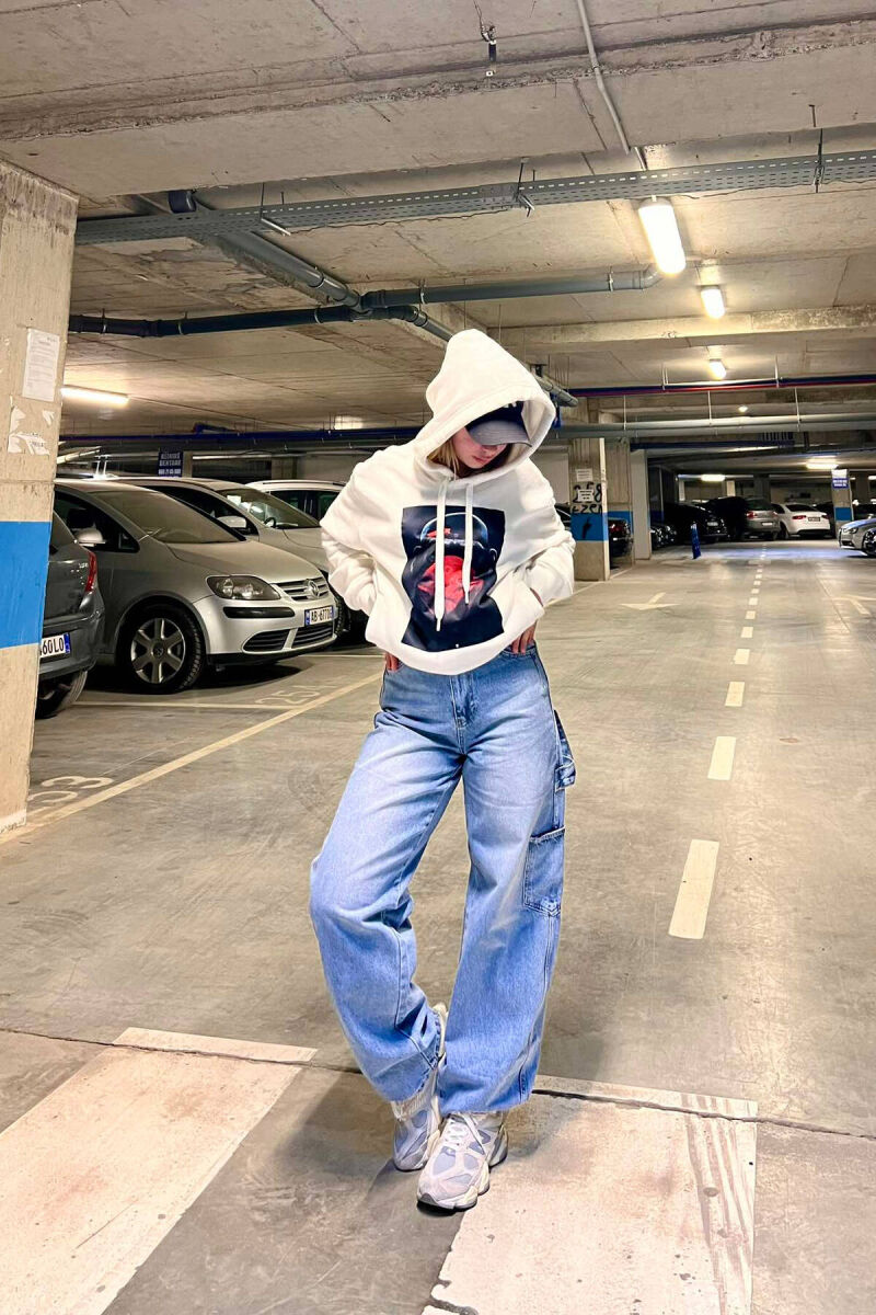 BELT DETAILS BAGGY WOMEN JEANS LIGHTBLUE/BZ - 1