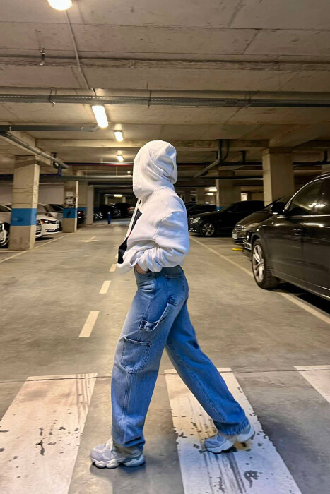 BELT DETAILS BAGGY WOMEN JEANS LIGHTBLUE/BZ - 5