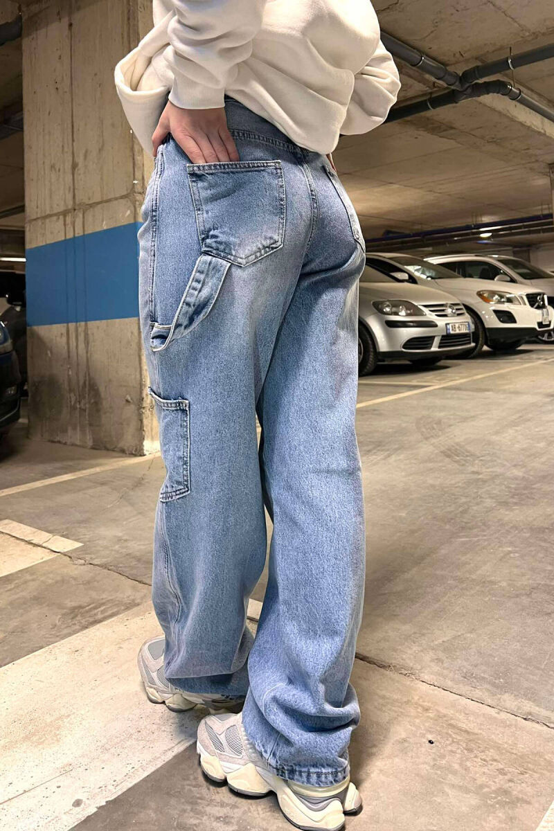 BELT DETAILS BAGGY WOMEN JEANS LIGHTBLUE/BZ - 7