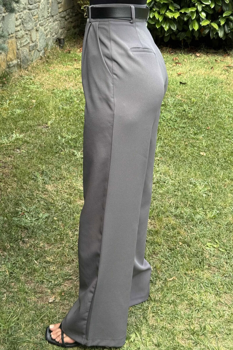 ONE COLOR BELT TROUSERS WOMAN GREY/GRI - 5