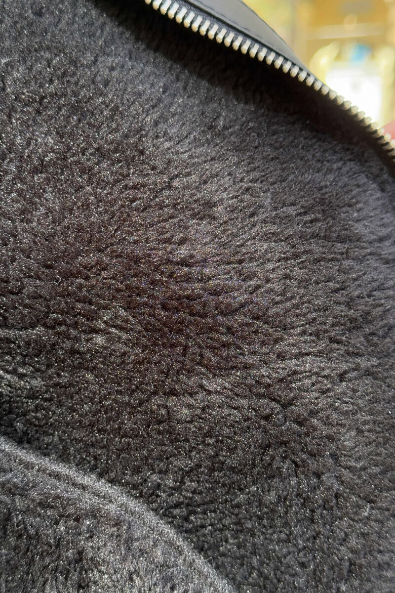 BELTED LEATHER+ PLUSH MEN JACKET WITH ZIPPERS BLACK/ E ZEZE - 5