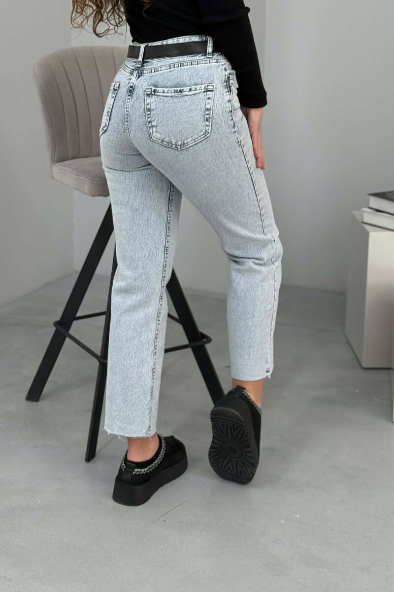 BELTED ONE COLOR STRAIGHT WOMEN JEANS BABY BLUE/BLU BY - 3