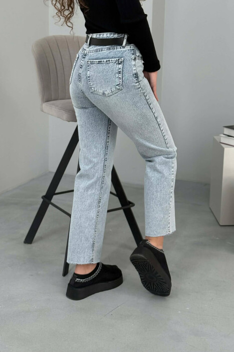BELTED ONE COLOR STRAIGHT WOMEN JEANS BEAUBLUE/BBL - 5