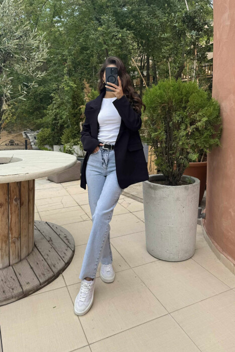 BELTED ONE COLOR STRAIGHT WOMEN JEANS LIGHTBLUE/BZ - 3