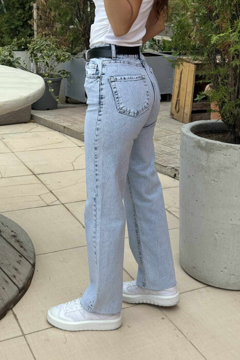 BELTED ONE COLOR STRAIGHT WOMEN JEANS LIGHTBLUE/BZ - 5