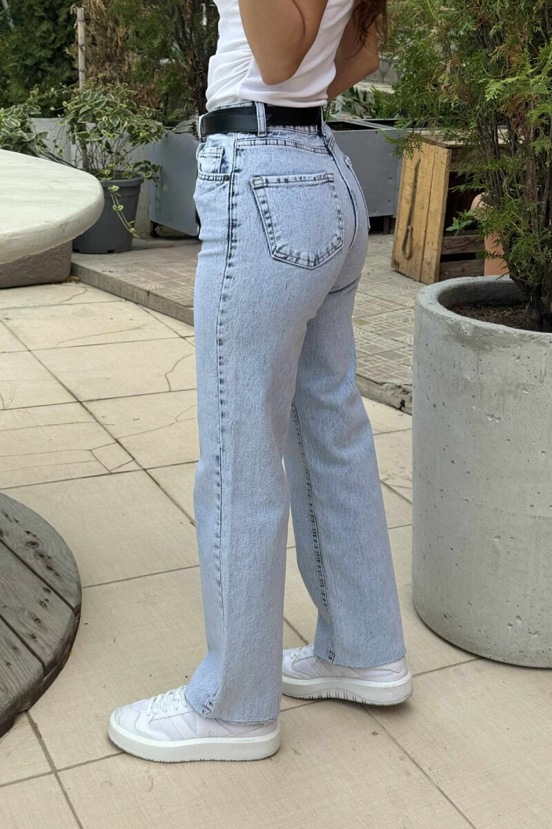 BELTED ONE COLOR STRAIGHT WOMEN JEANS LIGHTBLUE/BZ - 5