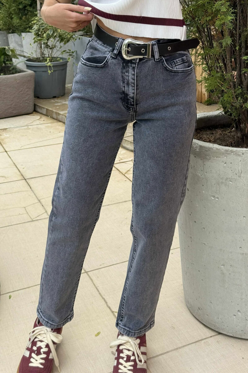 BELTED SIMPLE WOMEN JEANS GREY/GRI - 1