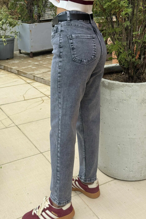 BELTED SIMPLE WOMEN JEANS GREY/GRI - 4